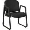 Lorell Leather Plywood Office Guest Chair Seat Back Metal Frame Black