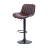 2pc Urban Style Frank Bar Stool Set Gas Lift Chair Black Metal Brown PU