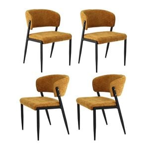 Artiss Dining Chairs Set Of 4 Linen Fabric Soft Upholstered Chairs Mustard