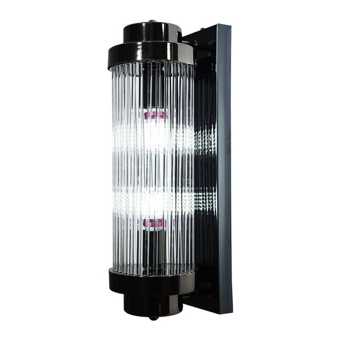 Eli & Co. Lighting Eira Luxe Ribbed Glass Indoor Wall Light – Black Pack of 2