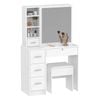 Advwin Dressing Table Set with Slide Mirror and Stool Vanity Desk Hiden Storage Lockable Drawer White