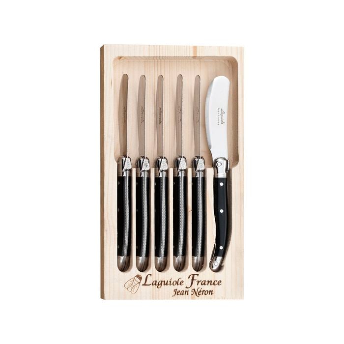 Laguiole Jean Neron 6pc. Butter/pate Knife Set - Black