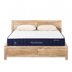 RoomSense Queen 26cm Firm Mattress Bundle with Oatmeal Wooden Bed Frame