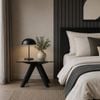 Sk Designer Living | Amber Collection | Square Glass Side Table - Black