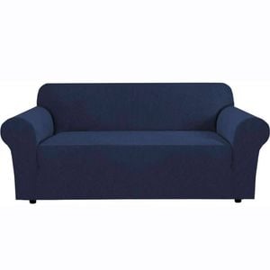 Smarcute 4 Seater High Stretch Jacquqard Textured Sofa Cover Navy