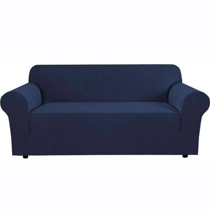 Smarcute 4 Seater High Stretch Jacquqard Textured Sofa Cover Navy