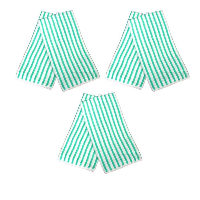 UBL Set of 6 Microfibre Striped Tea Towels Green