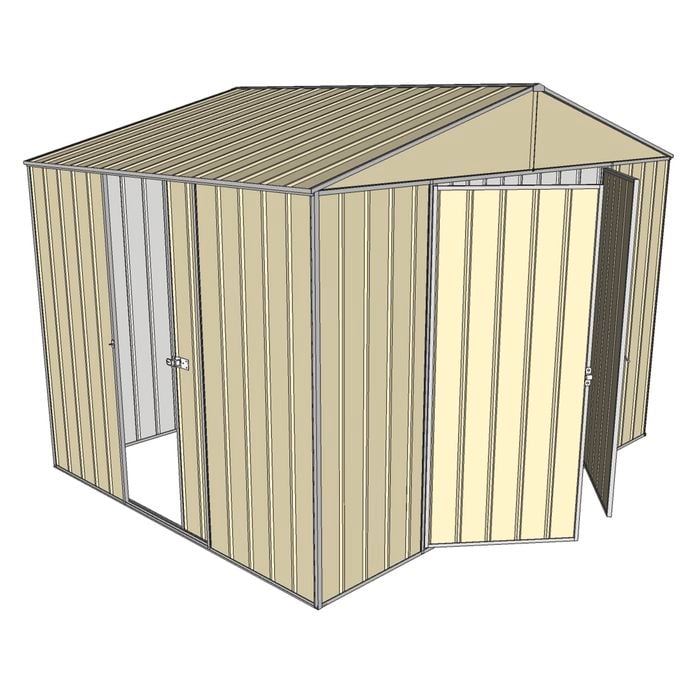 Build-a-Shed 3.0 x 2.3 x 2.3m Double Hinge and Single Sliding Door Shed - Cream
