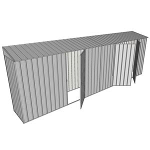 Build-a-Shed 0.8 x 6 x 2m Skillion Shed with Single and Double Hinged Side Doors - Zinc