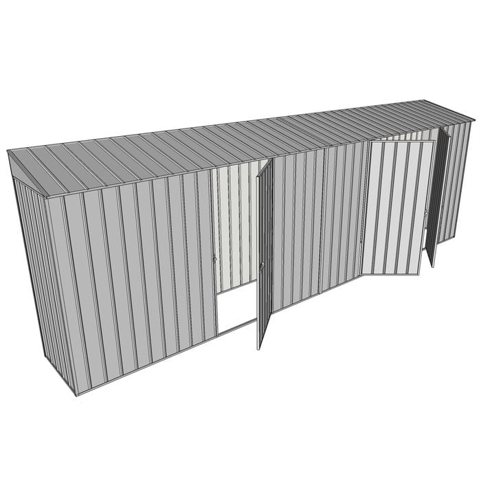 Build-a-Shed 0.8 x 6 x 2m Skillion Shed with Single and Double Hinged Side Doors - Zinc