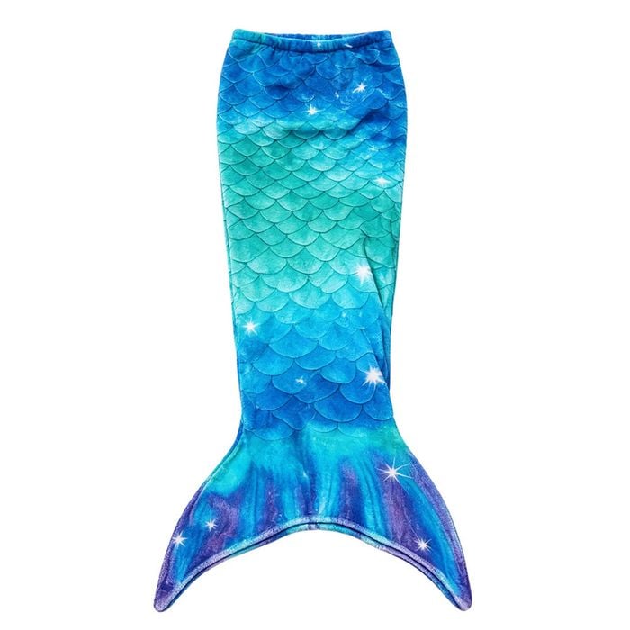 Catzon 142x60cm Mermaid Blanket Soft Flannel All-season Sleeping Bag-bluegreen