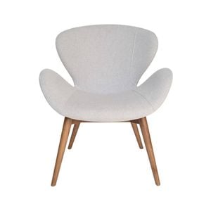 Sk Designer Living | Replica Arne Jacobsen Swan Chair | Walnut Legs - Light Grey Fabric