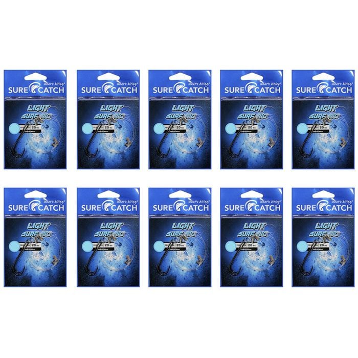 10x Surecatch Pre-Tied Light Surf Rig Chemical Sharpened Fishing Hook Size 4