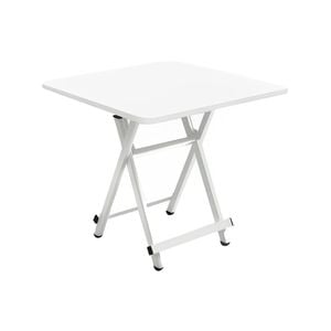 SOGA White Square Folding Table with Lacquered Legs