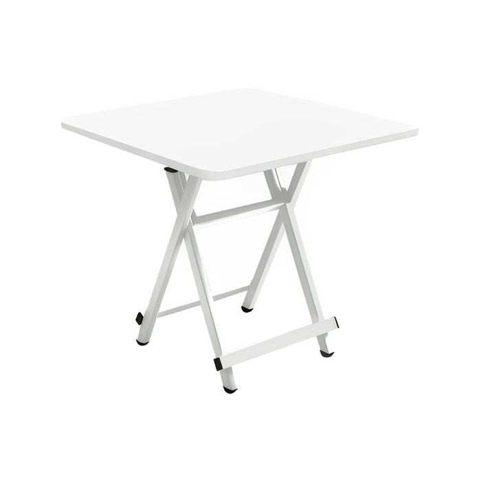 SOGA White Square Folding Table with Lacquered Legs
