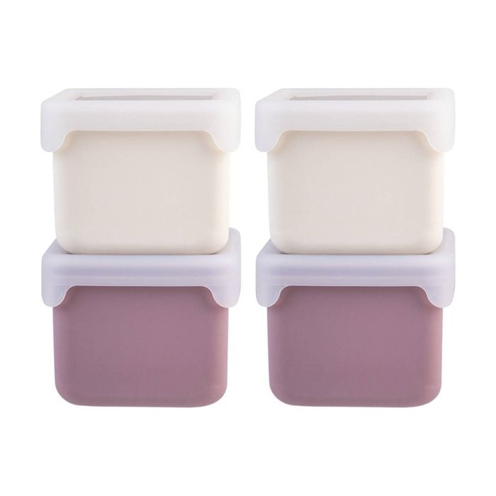 2x 2pc Melii Silicone Kid-friendly Snack Food Containers Set Pink-ivory 236ml