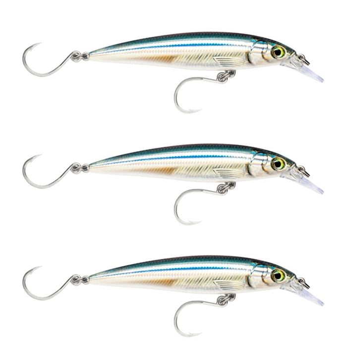 3x Rapala 12cm Saltwater X Rap Long Cast Sink Minnow Fishing Lures - Anchovy