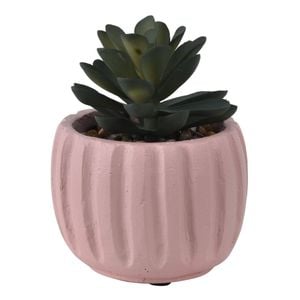 Un-Real 10cm Pink Fluted Pot Artificial Succulent