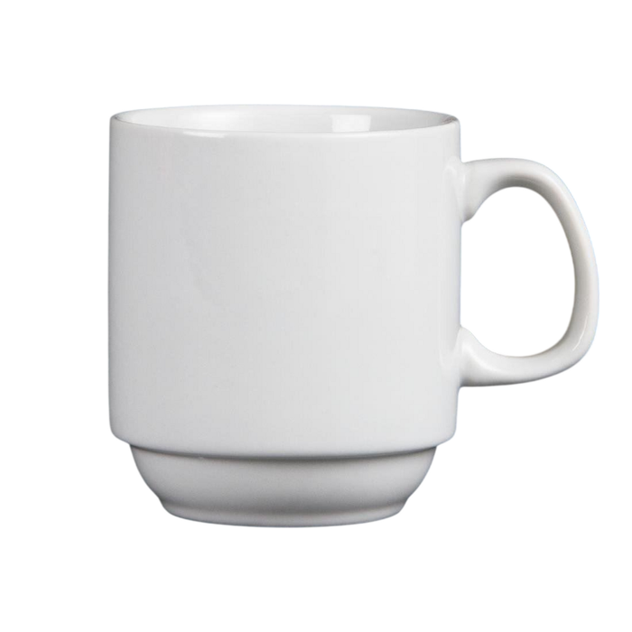 Olympia Stacking Mugs Whiteware 12 Pack 285ml Porcelain Catering Drinkware