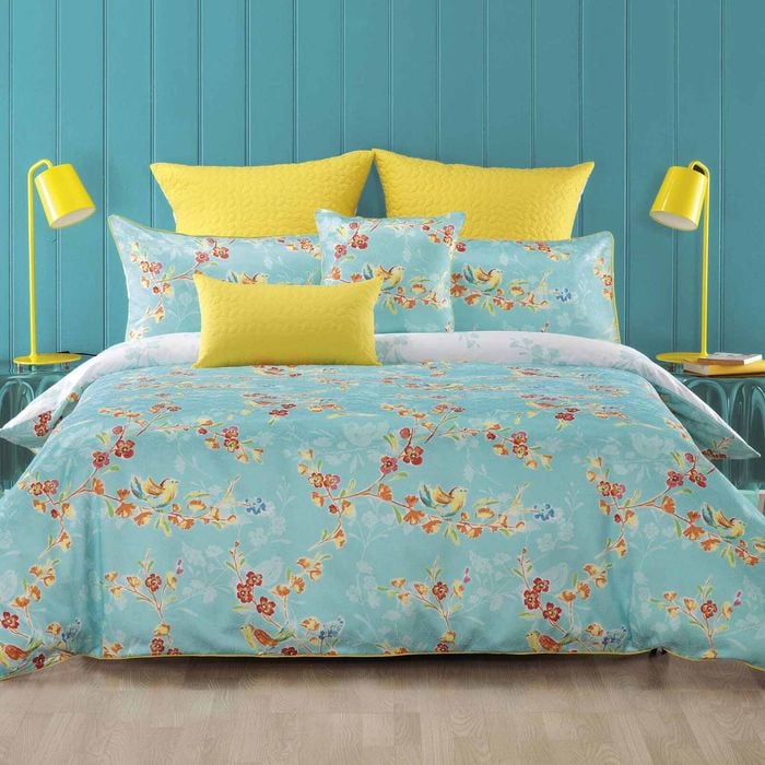 Bianca Akasha Aqua Yellow Quilt Cover Set King