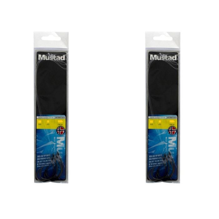 2x Mustad Hand Tied Snelled Rigs with 39951NPBLN Circle Hooks - Size 2