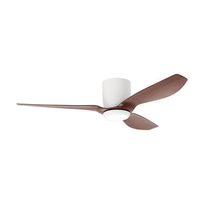 Fanforce Ares 52" Low Profile Smart DC Ceiling Fan LED Light Remote White/Walnut