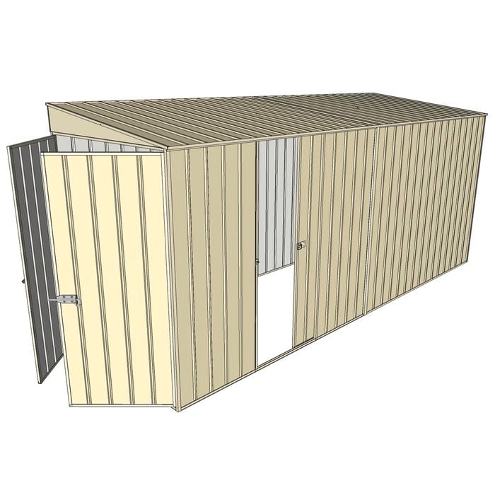 Build-a-Shed 1.5 x 4.5 x 2m Single Sliding Side Door Skillion Shed - Cream