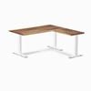 Desky Fixed Height Saman Hardwood L-shape Office Desk 1500x1550mm White Frame