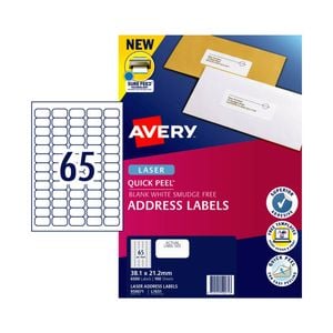 AVERY Laser Label QP L7651 65L Pack of 100