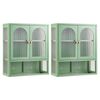 Artiss Buffet Cabinet Sideboards X2 Wall Mounted Fluted Green