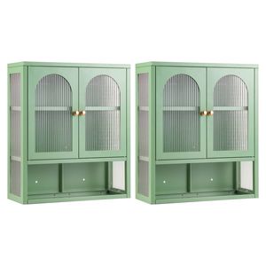 Artiss Buffet Cabinet Sideboards X2 Wall Mounted Fluted Green