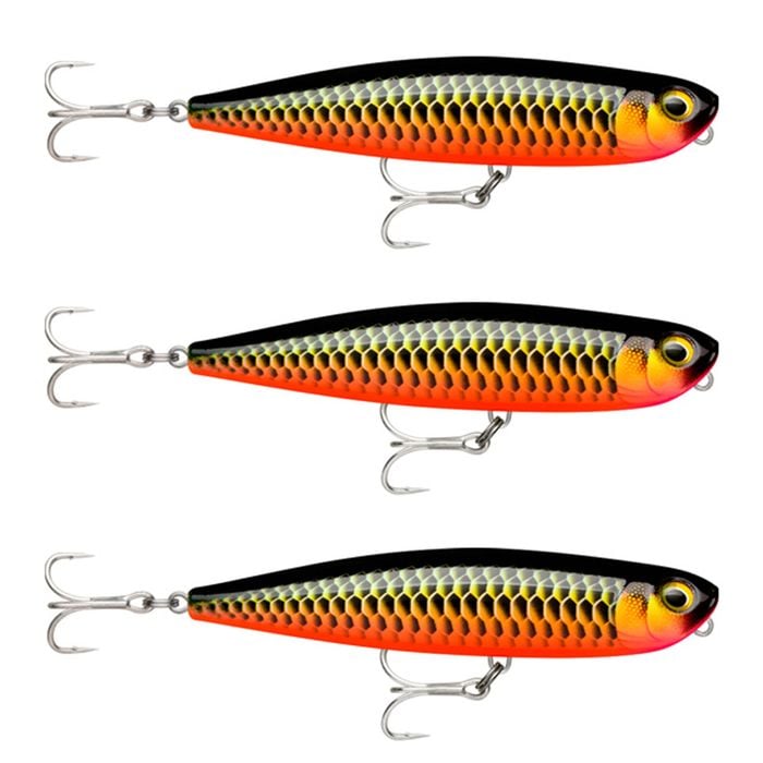 3x Rapala 13cm Precision Xtreme Pencil EXO Topwater Fishing Lures - Red Dragon