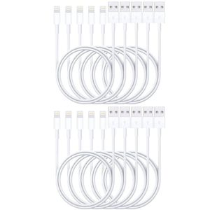 iWill 10 Pack 1m Data Transfer Charger Charging USB Cable Cord for Apple iPhone iPad iPod Bulk White TPE