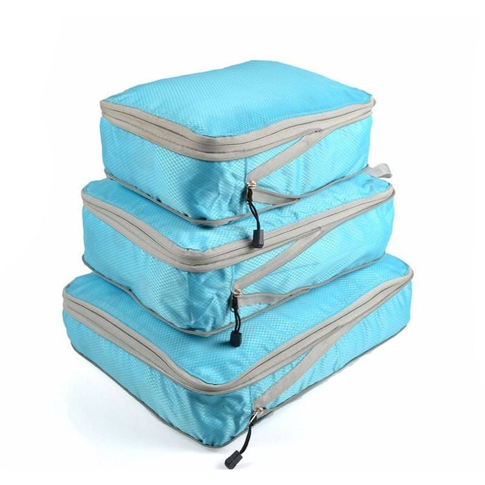 Catzon 3 Set Expandable Compression Packing Cubes for Travel-SkyBlue