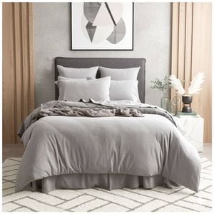 Renee Taylor Comfort T’s Organic Cotton Jersey Quilt Cover Set Charcoal Queen