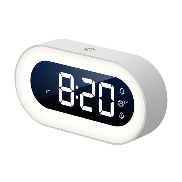Catzon Digital Alarm Clock With Night Light 18 Ringtones Infinitely Dimmable-white