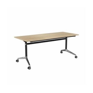 Olg Modulus Flip Table Black And Silver Frame New Oak Ravine Top L1800mm X W750mm