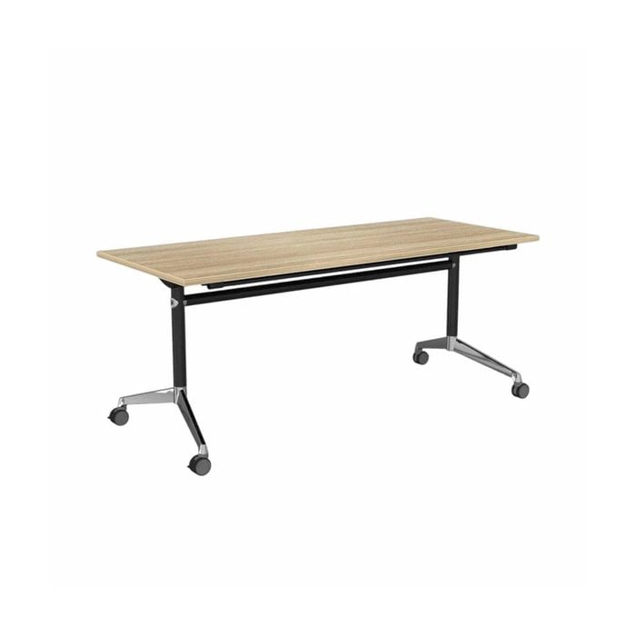 Olg Modulus Flip Table Black And Silver Frame New Oak Ravine Top L1800mm X W750mm