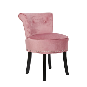 P&P Pink Velvet Vanity Chair With Tufted Back & Nailhead Trim – Upholstered Dressing Stool