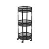 HOMFURN 3 Tier Foldable Rolling Cart Metal Utility Trolley Wheels No Assembly Storage