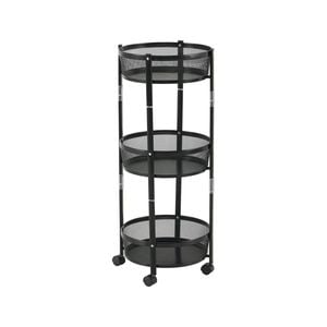 HOMFURN 3 Tier Foldable Rolling Cart Metal Utility Trolley Wheels No Assembly Storage