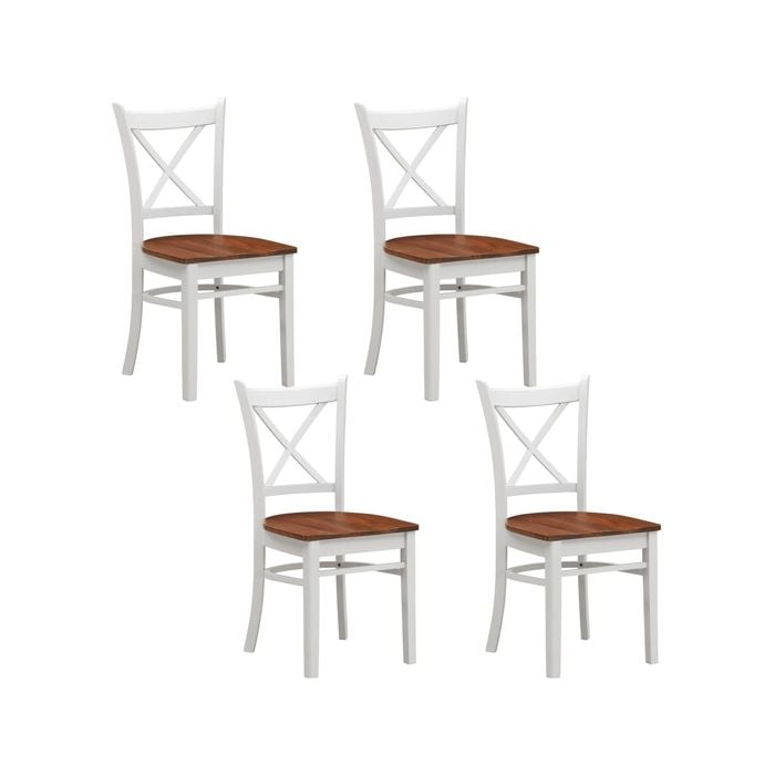 Lupin Dining Chair Set of 4 Crossback Solid Rubber Wood Furniture - White Oak