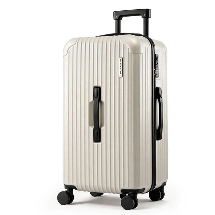 Wanderlite 28" Trunk Luggage Suitcase Travel 5 Wheels Type-c Port Tsa Smoky White