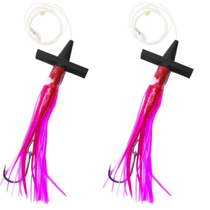 2PK Sea Pro Skirt Teaser Rigged Offshore Trolling Fishing Teaser 9 In - Pink