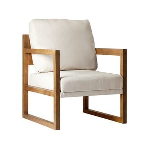 Oikiture Armchair Accent Chair Wood Beige