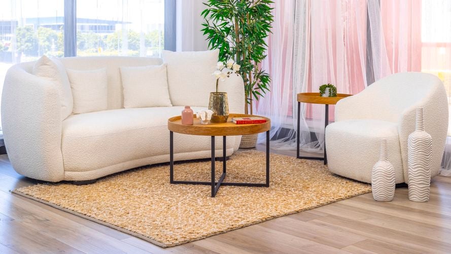 Fluffy boucle 2 & 1 seater lounge