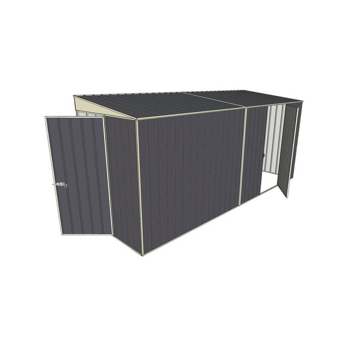 Build-a-Shed 1.5 x 4.5 x 2m Hinged Door Tunnel Shed with Hinged Side Door - Grey
