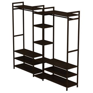 Milano Décor Multifunctional Bamboo Clothes Rack Storage Stand Organiser Black