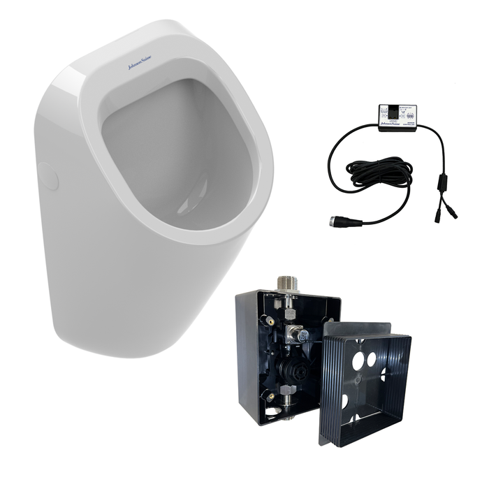 Johnson SuisseWhite Electronic Urinal Suite With Sentinel Electronic Urinal Flushing System
