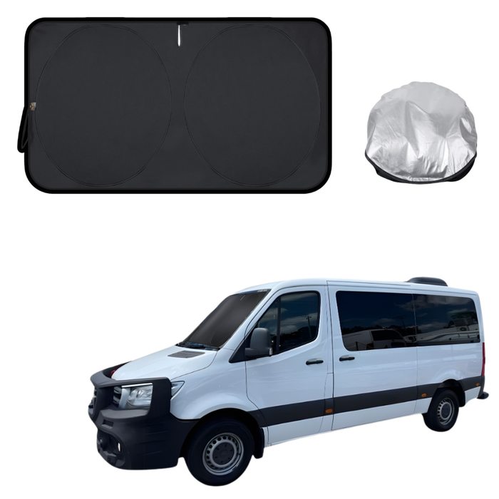 Front Windscreen Sun Shade for Mercedes-Benz Sprinter 2019 - Current (907/910, VS30) - XL 160 x 100 cm - Black